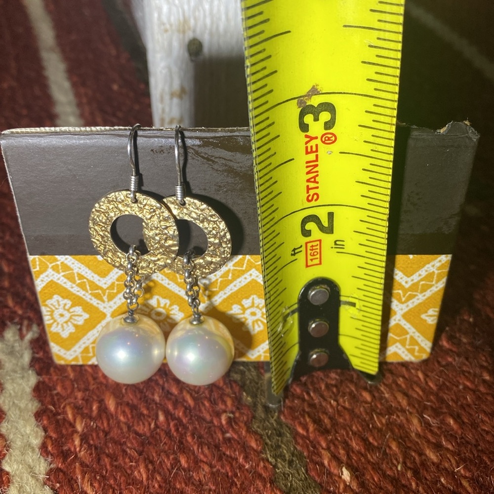 Handmade pearl earrings approximately 2.5 inch